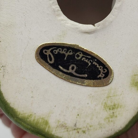 Josef Originals Vintage Ceramic Green Frog on Lily Pad with Snail Figurine - Picture 2 of 8